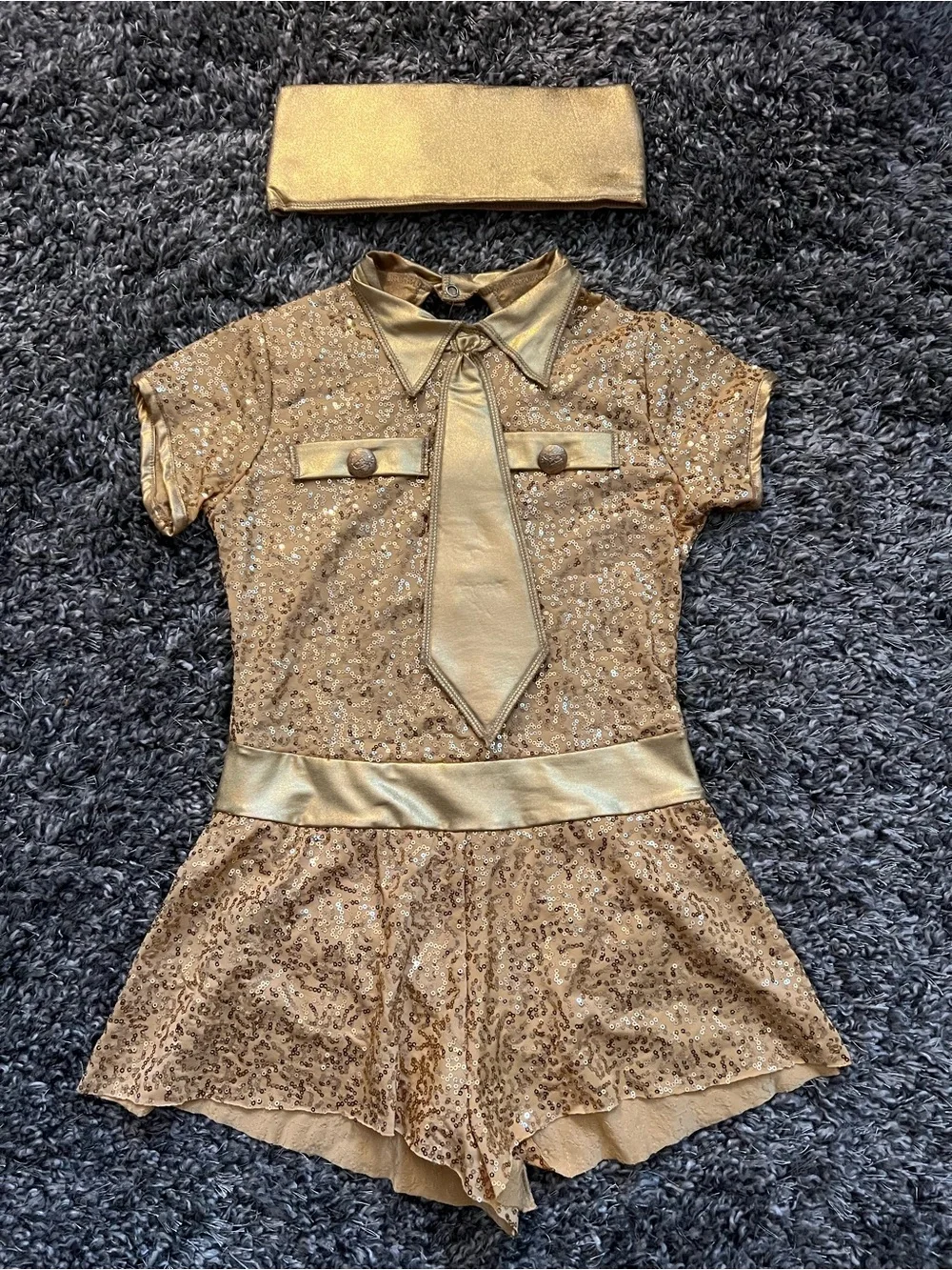 Gold Sequin Boogie Woogie Bugle Boy Dance Romper